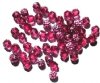 50 6mm Triangle Faceted Fuchsia, Silver Tipped with Coated Ends